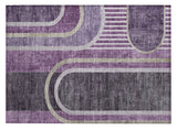 2' X 3' Purple and Black Abstract Washable Indoor Outdoor Area Rug