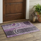 2' X 3' Purple and Black Abstract Washable Indoor Outdoor Area Rug