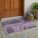 3' X 5' Purple and Black Abstract Washable Indoor Outdoor Area Rug
