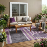 5' X 8' Purple and Black Abstract Washable Indoor Outdoor Area Rug