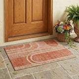 2' X 3' Salmon Abstract Washable Indoor Outdoor Area Rug