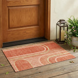 3' X 5' Salmon Abstract Washable Indoor Outdoor Area Rug