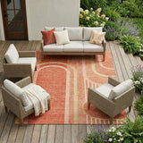 8' X 10' Salmon Abstract Washable Indoor Outdoor Area Rug