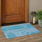 3' X 5' Teal Abstract Washable Indoor Outdoor Area Rug
