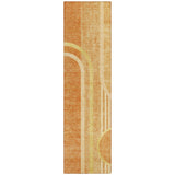 2' X 8' Terra Cotta Abstract Washable Indoor Outdoor Runner Rug