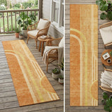 2' X 8' Terra Cotta Abstract Washable Indoor Outdoor Runner Rug