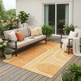 5' X 8' Terra Cotta Abstract Washable Indoor Outdoor Area Rug