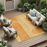 8' X 10' Terra Cotta Abstract Washable Indoor Outdoor Area Rug