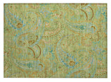 2' X 3' Artichoke Green Paisley Washable Indoor Outdoor Area Rug