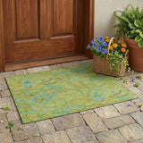 3' X 5' Artichoke Green Paisley Washable Indoor Outdoor Area Rug