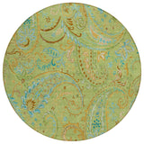 8' X 8' Artichoke Green Round Paisley Washable Indoor Outdoor Area Rug