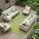 8' X 10' Artichoke Green Paisley Washable Indoor Outdoor Area Rug