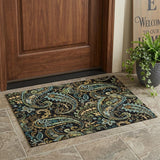 2' X 3' Black and Gold Paisley Washable Indoor Outdoor Area Rug