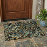 3' X 5' Black and Gold Paisley Washable Indoor Outdoor Area Rug