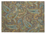 2' X 3' Brown Aqua and Gold Paisley Washable Non Skid Indoor Outdoor Area Rug