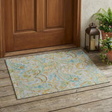 2' X 3' Gray and Gold Paisley Washable Non Skid Indoor Outdoor Area Rug