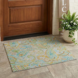 3' X 5' Gray and Gold Paisley Washable Non Skid Indoor Outdoor Area Rug