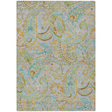5' X 8' Gray and Gold Paisley Washable Non Skid Indoor Outdoor Area Rug