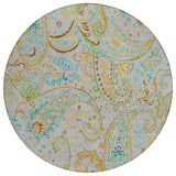 8' Round Gray and Gold Round Paisley Washable Non Skid Indoor Outdoor Area Rug