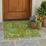 3' X 5' Green Paisley Washable Non Skid Indoor Outdoor Area Rug