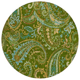 8' Round Green Round Paisley Washable Non Skid Indoor Outdoor Area Rug