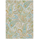 5' X 8' Ivory and Gold Paisley Washable Non Skid Indoor Outdoor Area Rug