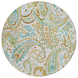 8' Round Ivory and Gold Round Paisley Washable Non Skid Indoor Outdoor Area Rug
