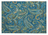 2' X 3' Navy Blue Paisley Washable Non Skid Indoor Outdoor Area Rug