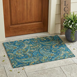 2' X 3' Navy Blue Paisley Washable Non Skid Indoor Outdoor Area Rug