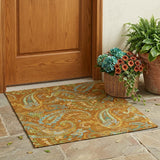 3' X 5' Orange Paisley Washable Non Skid Indoor Outdoor Area Rug