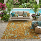 5' X 8' Orange Paisley Washable Non Skid Indoor Outdoor Area Rug
