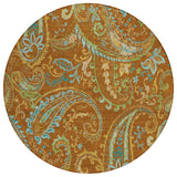 8' Round Orange Round Paisley Washable Non Skid Indoor Outdoor Area Rug