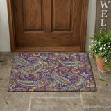 2' X 3' Purple Paisley Washable Non Skid Indoor Outdoor Area Rug