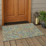 2' X 3' Taupe Paisley Washable Non Skid Indoor Outdoor Area Rug
