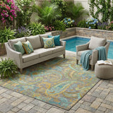 5' X 8' Taupe Paisley Washable Non Skid Indoor Outdoor Area Rug