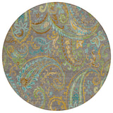 8' Round Taupe Round Paisley Washable Non Skid Indoor Outdoor Area Rug