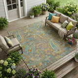 8' X 10' Taupe Paisley Washable Non Skid Indoor Outdoor Area Rug