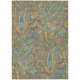 8' X 10' Taupe Paisley Washable Non Skid Indoor Outdoor Area Rug