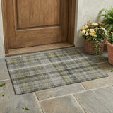 2' X 3' Gray Plaid Washable Non Skid Indoor Outdoor Area Rug