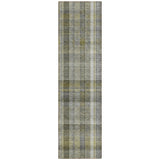 2' X 8' Gray Plaid Washable Non Skid Indoor Outdoor Runner Rug
