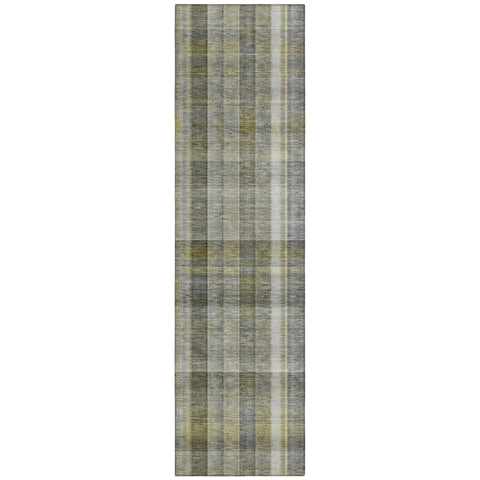 2' X 8' Gray Plaid Washable Non Skid Indoor Outdoor Runner Rug