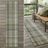 2' X 8' Gray Plaid Washable Non Skid Indoor Outdoor Runner Rug