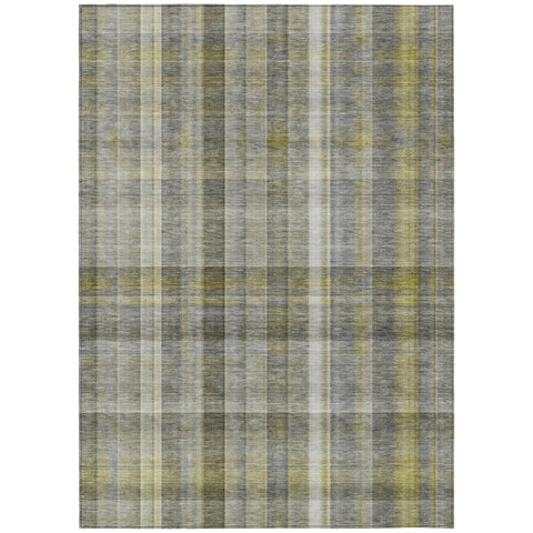 3' X 5' Gray Plaid Washable Non Skid Indoor Outdoor Area Rug