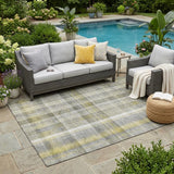 5' X 8' Gray Plaid Washable Non Skid Indoor Outdoor Area Rug