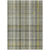 8' X 10' Gray Plaid Washable Non Skid Indoor Outdoor Area Rug