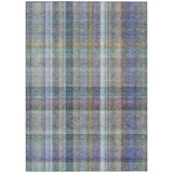 5' X 8' Blue Gray and Green Plaid Washable Non Skid Indoor Outdoor Area Rug