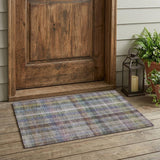 2' X 3' Gray Blue and Green Plaid Washable Non Skid Indoor Outdoor Area Rug