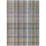 8' X 10' Gray Plaid Washable Non Skid Indoor Outdoor Area Rug