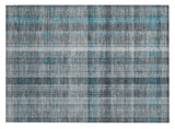 2' X 3' Teal Plaid Washable Non Skid Indoor Outdoor Area Rug