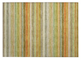 2' X 3' Artichoke Green Striped Washable Non Skid Indoor Outdoor Area Rug